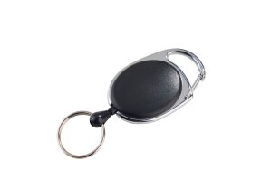 RETRACTABLE KEY RING WITH METAL RING BLACK